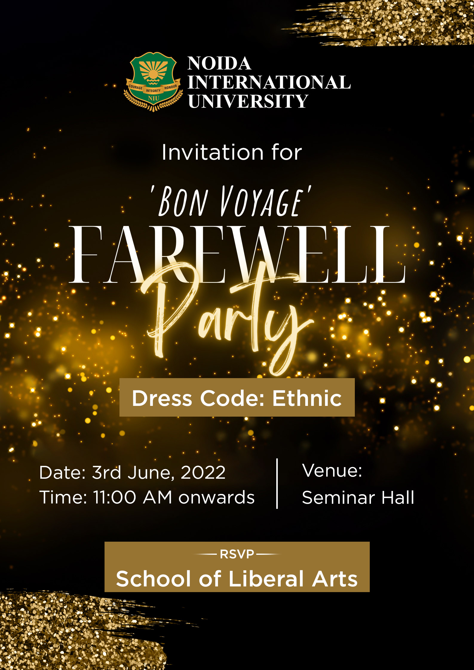 Gold And Black Vintage Classic Goodbye Farewell Party Invitation - Venngage